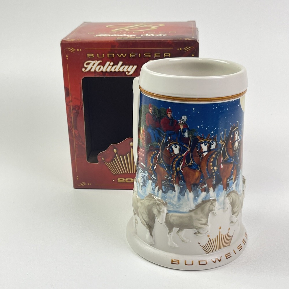 Budweiser Beer 2005 Holiday Stein Bud Christmas Collectors Clydesdale in Box